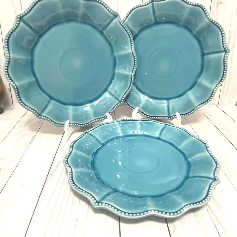 The Pioneer Woman 3-10.5” Denim Dinner Plate Paige Stoneware Crackle Finish